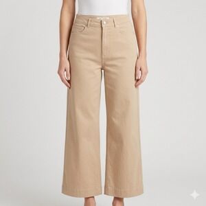 MM LaFleur Milo Wide Leg Pants Beige Organic Cotton Stretch Size 14 MLO1BEI